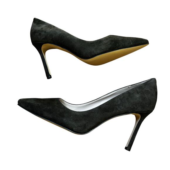 Nine West "Emmala" dark khaki GREEN suede high heel pumps career shoes US 9.5M - Picture 7 of 10